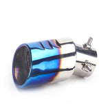 AutoBizarre Stainless Steel Burnt Blue Holographic Blue Shark Net Pattern Oval Sloped Curved Bent Pipe Car Exhaust Tail Muffler Grilled Silencer Tip Car End Pipe Tail Exhaust Show Pipe Universal for All Cars
