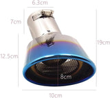 AutoBizarre Stainless Steel Burnt Blue Holographic Blue Shark Net Pattern Oval Sloped Curved Bent Pipe Car Exhaust Tail Muffler Grilled Silencer Tip Car End Pipe Tail Exhaust Show Pipe Universal for All Cars