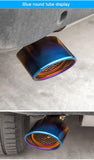 AutoBizarre Stainless Steel Burnt Blue Holographic Blue Shark Net Pattern Oval Sloped Curved Bent Pipe Car Exhaust Tail Muffler Grilled Silencer Tip Car End Pipe Tail Exhaust Show Pipe Universal for All Cars