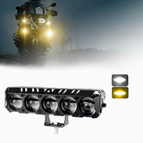 AutoBizarre Car Motorcycle 12V Headlight 5 Led Projector Lamp Dual Color Yellow White Fog Light Metal Body Spotlight Universal for All Bikes Cars SUVs etc