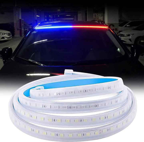 AutoBizarre 48 inches Car Dashboard Red Blue Flasher LED Strip Emergency Strobe Light 12V Multi Flasher Daytime Running Light Universal for All Cars