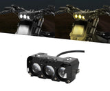 AutoBizarre Car Motorcycle 12V Headlight 3 Led Projector Lamp Dual Color Yellow White Fog Light Metal Body Spotlight Universal for All Bikes Cars SUVs etc.