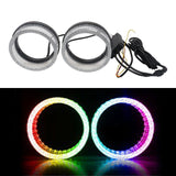 AutoBizarre 2Pcs 3 Inch LED Angel Eyes Halo Ring Headlight Shrouds Cover Mask 5D Crystal RGB DRL Lights with Mobile Application Control for All Cars, Vans, SUVs, etc