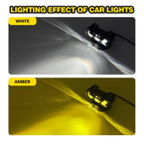 AutoBizarre Car Motorcycle 12V Headlight 3 Led Projector Lamp Dual Color Yellow White Fog Light Metal Body Spotlight Universal for All Bikes Cars SUVs etc.