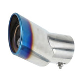 AutoBizarre Stainless Steel Burnt Blue Holographic Blue Oval Sloped Curved Bent Pipe Car Exhaust Tail Muffler Grilled Silencer Tip Car End Pipe Tail Exhaust Show Pipe Universal for All Cars