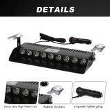 AutoBizarre 12V Car Dash Emergency Warning Strobe Red Blue White Flasher Windshield Sucker 9 LED light With Multiple Flashing Modes For All Cars, Emergency Vehicles, etc.