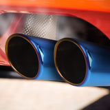 AutoBizarre Stainless Steel Burnt Blue Holographic Blue Round Sloped Dual Pipe Curved Bent Car Exhaust Tail Muffler Silencer Tip Car End Pipe Tail Exhaust Show Pipe Universal for All Cars