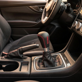 AutoBizarre Black Leather Red Stitch 5 Speed MOMO Car Gear Shift Knob with Adaptors for All Manual Cars