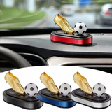 AutoBizarre Solar Powered Car Air Freshener Golden Boot Rotating Football Perfume for Car Dashboard