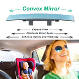 AutoBizarre Car Rearview Mirror Interior Clip-on Wide Angle Panoramic Anti-Glare 300mm Convex Rearview Mirror Universal for all Cars, SUVs, Trucks, etc