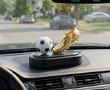 AutoBizarre Solar Powered Car Air Freshener Golden Boot Rotating Football Perfume for Car Dashboard