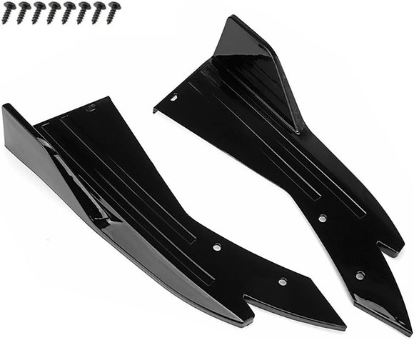 AutoBizarre Glossy Black Car Rear Bumper Lip Diffuser Splitter Canard Protector Universal for All Cars - Set of 2 pcs