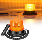 AutoBizarre 12V/24V Revolving Amber Yellow Orange Emergency Clearance Warning Strobe LED Beacon Lights with Magnectic Base & Cigarette Lighter Cord for All Cars, Trucks, Vans, SUVs, etc.