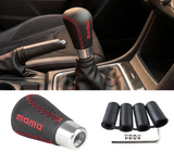 AutoBizarre Black Leather Red Stitch 5 Speed MOMO Car Gear Shift Knob with Adaptors for All Manual Cars
