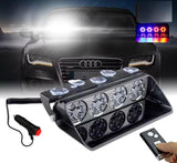 AutoBizarre 12V Car Dash Emergency Warning Strobe Red Blue Flasher Windshield Sucker 24 LED light With Multiple Flashing Modes With Remote Control For All Cars, Emergency Vehicles, etc.