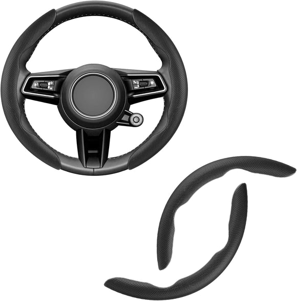 AutoBizarre Car Anti Skid Non Slip Leather Steering Wheel Grip Covers Decoration Universal for All Cars - Set of 2 pcs