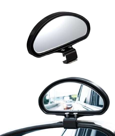 AutoBizarre Adjustable Car Auxiliary Wide Angle Rear View Blind Spot Mirror Convex Mirror Screw Fixation Universal for All Cars