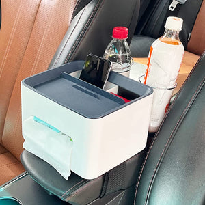 AutoBizarre Multifunctional Car Armrest Storage Box with 2 Foldable Cup Holders / Glass Holder , Tissue Paper Dispenser , Mobile Holder , Storage Pocket