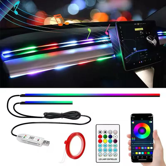AutoBizarre 110 cm+25 cm 2 in 1 Multicolor Music Controlled Sound Activated Car Interior Decoration Dashboard Ambient Lighting USB K4 Magic Lights with Remote & Mobile Application Control