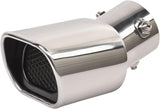 AutoBizarre Stainless Steel Silver Square Shaped Pipe Car Exhaust Tail Muffler Grilled Silencer Tip Car End Pipe Tail Exhaust Show Pipe (Silver Square Pipe Curved Bent)