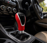 AutoBizarre 5 Speed Aluminum Base Leather Covered Gear Knob Gear Shifter Handle Knob for All Manual Transmission Cars