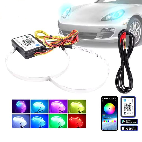 AutoBizarre Demon Eye Devil Angel Eyes RGB Halo Rings for Car & Motorcycle Projector Lenses Decorative Lights for Headlight & Taillight with App Remote Control - Set of 2