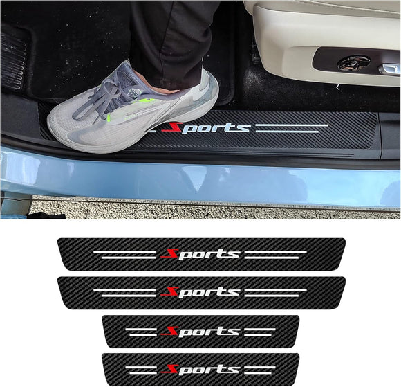 AutoBizarre 4 Pcs Black Carbon Fiber Car Foot Step Anti Scratch Sticker Door Sill Protector PPF Tape Edge Guard for Car Protection and Decoration