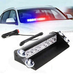 AutoBizarre 12V Car Dash Emergency Warning Strobe Red Blue Flasher Windshield Sucker 8 LED Light with Multiple Flashing Modes for All Cars, Emergency Vehicles, etc.