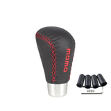 AutoBizarre Black Leather Red Stitch 5 Speed MOMO Car Gear Shift Knob with Adaptors for All Manual Cars