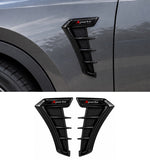 AutoBizarre Set of 2 Pcs Glossy Black Car Styling Decorative ABS Plastic Car Side Fender Vents Air Flow Duct Grill Sticker Shark Gill Air Outlet with Sports Sticker for All Cars