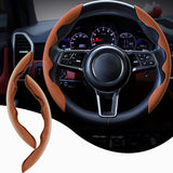 AutoBizarre Car Anti Skid Non Slip Suede Steering Wheel Grip Covers Decoration Universal for All Cars - Set of 2 pcs