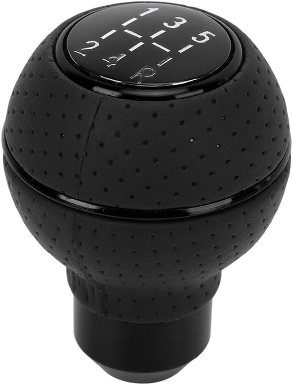 AutoBizarre 5 Speed Aluminum Base Metal Ring Leather Covered Gear Knob Gear Shifter Handle Knob For All Manual Transmission Cars
