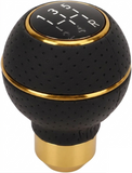 AutoBizarre 5 Speed Aluminum Base Metal Ring Leather Covered Gear Knob Gear Shifter Handle Knob For All Manual Transmission Cars
