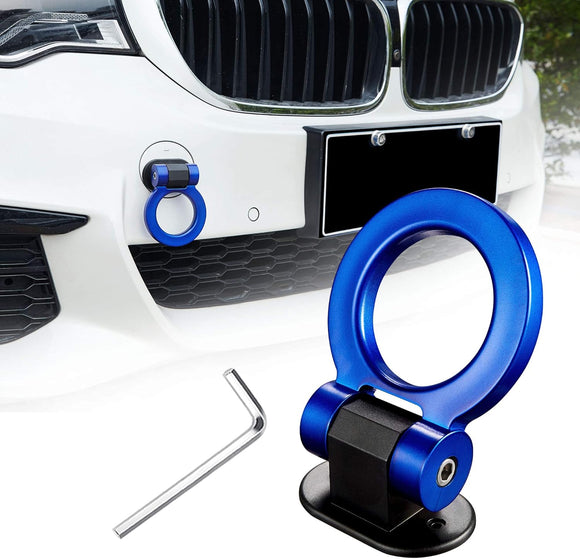 AutoBizarre Car Dummy Tow Hook Bumper Tow Hook 180 Degree Adjustable Self-Adhesive Round O-Shaped Vehicle Towing Hook for Car Decoration Universal for All Cars, SUV