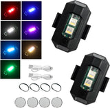 AutoBizarre Anti-Collision Waterproof 7 Color Rechargeable Mini LED Strobe Light Aeroplane Aircraft Drone Warning Flying Signal Safety Strobe Flashing Light for Car Motorcycle Bike Bicycle Drone Helmet