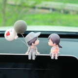 AutoBizarre Car Dashboard Accessories Cute Couple with Balloon Figurines Toys Gift Showpiece Desk Decoration Car Interior Decoration