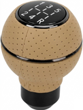 AutoBizarre 5 Speed Aluminum Base Metal Ring Leather Covered Gear Knob Gear Shifter Handle Knob For All Manual Transmission Cars