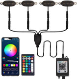 AutoBizarre Set of 4 pcs RGB Muticolor Music Controlled Smoked Shell Raptor Style Car Front Grill DRL Emergency Warning Off-Roading Lights With App and Remote Control for All Cars, Vans, SUV, Trucks