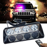 AutoBizarre 12V Car Dash Emergency Warning Strobe Red Blue Flasher Windshield Sucker 16 LED light With Multiple Flashing Modes With Remote Control For All Cars, Emergency Vehicles, etc.