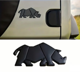 AutoBizarre 3D Raised Rhino Metal Monogram Emblem Badge Sticker for All Cars & Bikes
