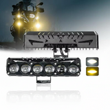 AutoBizarre Car Motorcycle 12V Headlight 6 Led Projector Lamp Dual Color Yellow White Fog Light Metal Body Spotlight Universal for All Bikes Cars SUVs etc.