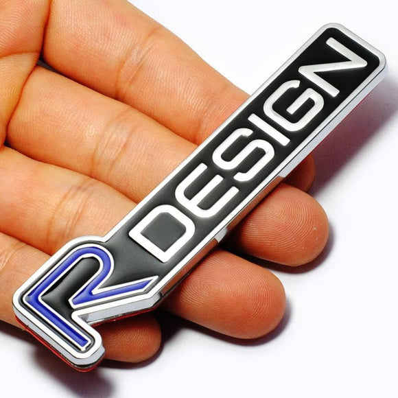 AutoBizarre 3D Raised Blue Silver R Design Metal Monogram Emblem Badge Sticker for All Cars & Bikes