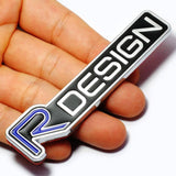 AutoBizarre 3D Raised Blue Silver R Design Metal Monogram Emblem Badge Sticker for All Cars & Bikes
