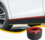 AutoBizarre Car Side Skirt Edge Anti-Collision Anti-Scratch Black Rubber & Chrome Tape Strip 6cm x 4mtrs for Car Door/Side Protection & Decoration Universal for All Cars