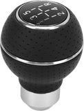 AutoBizarre 5 Speed Aluminum Base Metal Ring Leather Covered Gear Knob Gear Shifter Handle Knob For All Manual Transmission Cars