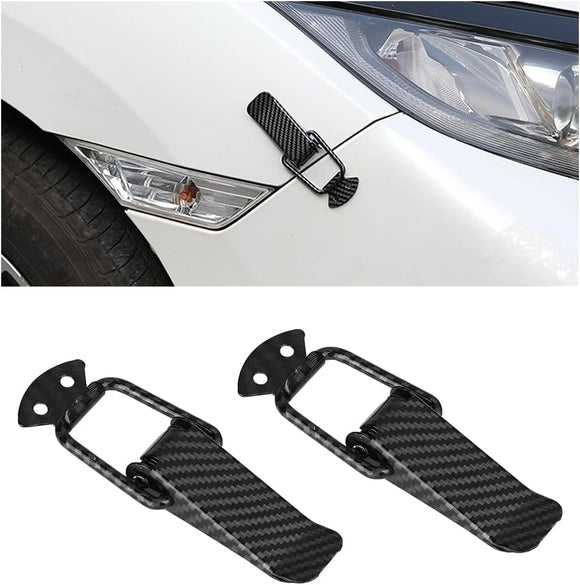 AutoBizarre Car Bumper Security Hook Lock Clips Kit Quick Release Fasteners Bumper Clips for Car Bumpers, Fenders, Trunk and Hatch Lids Compatible with All Cars (Set of 2) (Black Carbon Fiber)