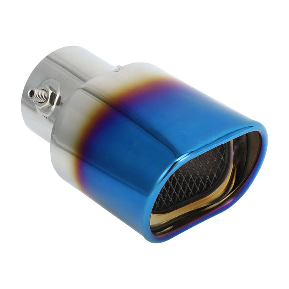 AutoBizarre Stainless Steel Burnt Blue Holographic Blue Square Shaped Pipe Car Exhaust Tail Muffler Grilled Silencer Tip Car End Pipe Tail Exhaust Show Pipe Universal for All Cars (Square Pipe Straight)