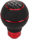 AutoBizarre 5 Speed Aluminum Base Metal Ring Leather Covered Gear Knob Gear Shifter Handle Knob For All Manual Transmission Cars