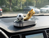 AutoBizarre Solar Powered Car Air Freshener Golden Boot Rotating Football Perfume for Car Dashboard