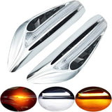 AutoBizarre 2Pcs Blade Shape Blade Style Car Styling LED Side Fender Lights Double Colors Turn Signal Indicator Light (White & Amber) for All Cars, Trucks, SUVs, etc.